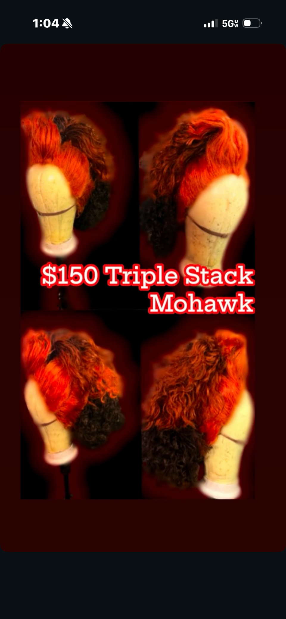 Mohawk Drag Wig- Triple stacked.